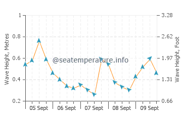 Costa de Oro wave height and direction