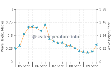 Woodneck Beach wave height and direction
