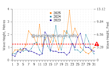 Waves height in Alvarado in January