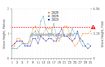 Waves height in Amadores in January