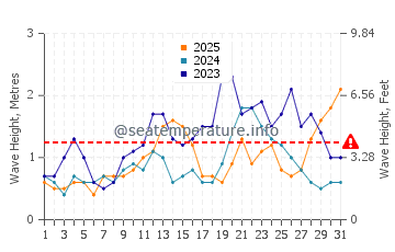 Waves height in Anaza in January