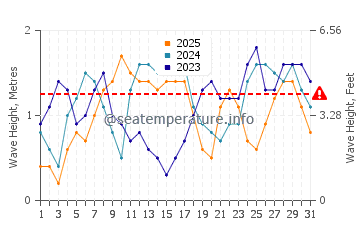 Waves height in Araceli in January