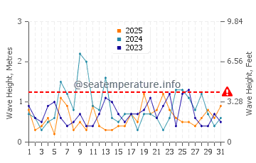 Waves height in Arcadian Shores in January