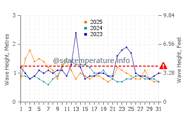 Waves height in Arenas Verdes in January