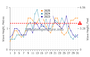 Waves height in Arguineguin in January