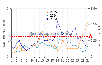 Waves height in Arrecife in January