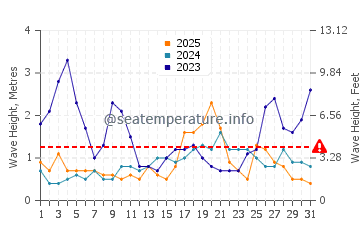 Waves height in Auckland in January