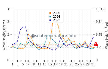 Waves height in Austinmer in January