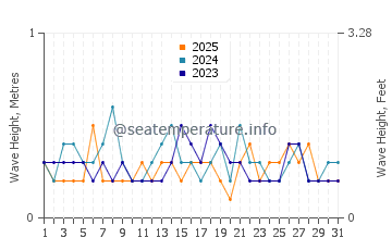 Waves height in Austins Ferry in January