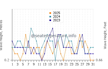 Waves height in Margate in January