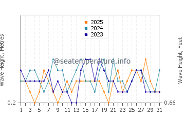 Waves height in Middleton in January