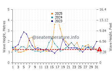 Waves height in Avoca Beach in January