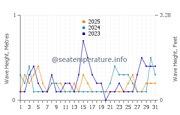 Waves height in Baie De Henne in January