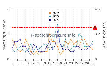 Waves height in Balnarring in January