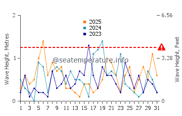 Waves height in Bathurst in January