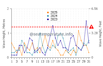 Waves height in Benajarafe in January