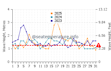 Waves height in Bermagui in January