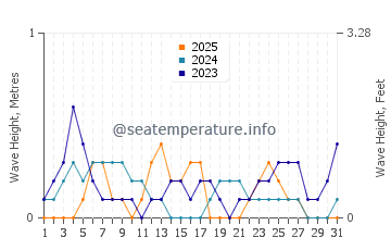 Waves height in Bhavnagar in January