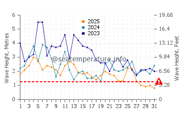 Waves height in Big Sur in January