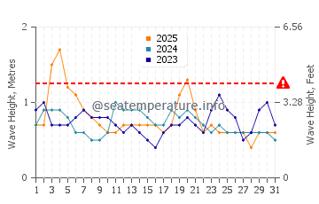 Waves height in Bikini Beach in January
