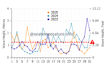 Wellenhöhe in Blokhus im Januar