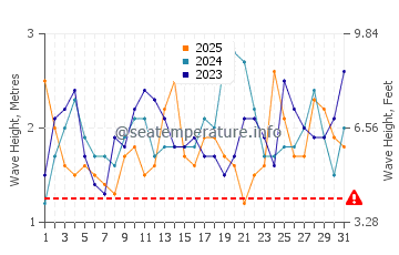 Wellenhöhe in Buchupureo im Januar