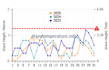 Waves height in Busing in January