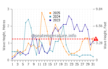 Waves height in Cala San Vicente in January