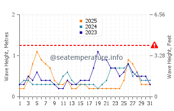 Waves height in Cape Tribulation in January
