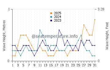 Altezza delle onde Cardwell a gennaio