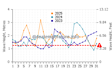 Wellenhöhe in Carrizales im Januar