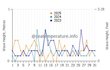 Waves height in Castine in January