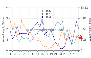 Altezza delle onde Castricum a gennaio