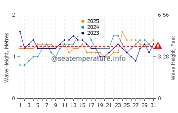 Altezza delle onde Caucaia a gennaio