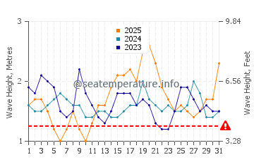 Waves height in Cikamurang in January