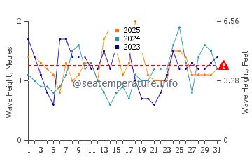 Waves height in City Beach in January