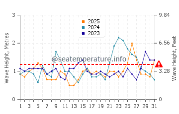 Waves height in Clarence Town in January