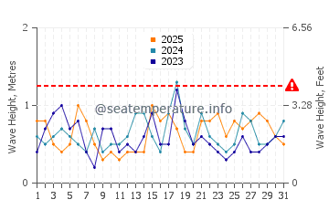 Waves height in Clifton Springs in January