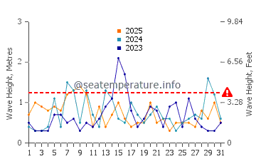 Waves height in Corporation Beach in January