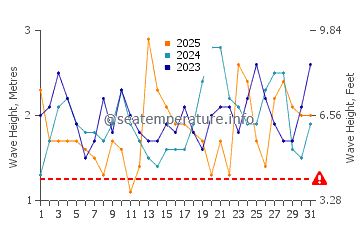 Altezza delle onde Corral a gennaio