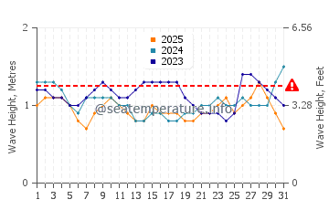 Waves height in Marbella in January