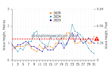 Wellenhöhe in Cotes-de-Fer im Januar