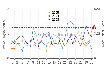 Waves height in Crooked Island in January