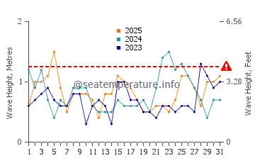 Waves height in Dame Marie in January