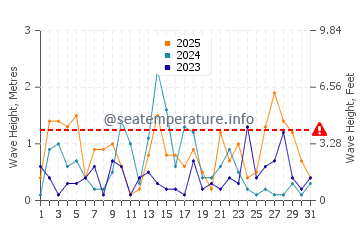Waves height in Dexter in January