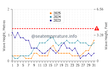 Waves height in Dili in January