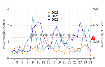 Altezza delle onde Doi Mai a gennaio