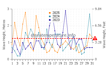 Waves height in Dominion in January