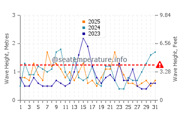 Wellenhöhe in Duck im Januar