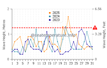 Altezza delle onde Dzilam de Bravo a gennaio